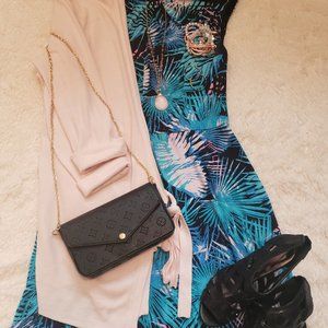 Wisp Turqoise and Pink Tropical print dress